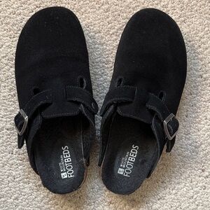 White Mountain Footbeds Black Suede Slip-On Clogs